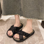 Damen Modische und bequeme Slipper mit verstellbarem Knoten-Riemen EB
