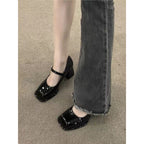 Damen elegante Absatzschuhe mit Blockabsatz und Riemchen R&B
