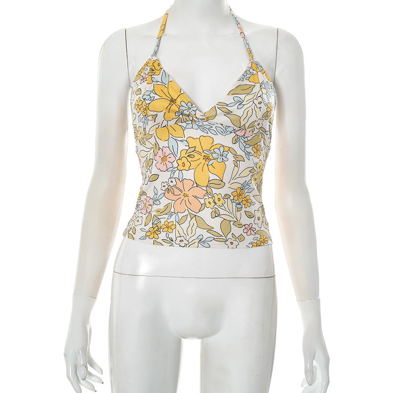 Damen Blumenmuster Oberteil mit verstellbaren Trägern R&B