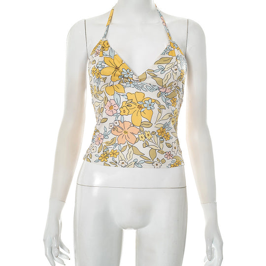 Damen Blumenmuster Oberteil mit verstellbaren Trägern R&B