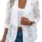 Damen elegante Spitzenjacke mit lässigem Schnitt R&B