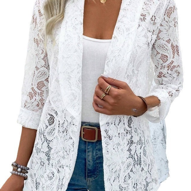Damen elegante Spitzenjacke mit lässigem Schnitt R&B