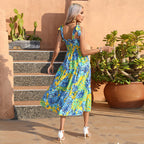Damen Maxi-Kleid mit verspieltem Rüschen-Design und floralen Details R&B