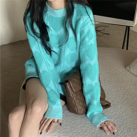 Damen kuscheliger Pullover mit abwechslungsreichem Muster und lässigem Schnitt R&B