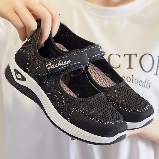 Damen Atmungsaktive Slip-On Schuhe mit verstellbarem Klettverschluss R&B
