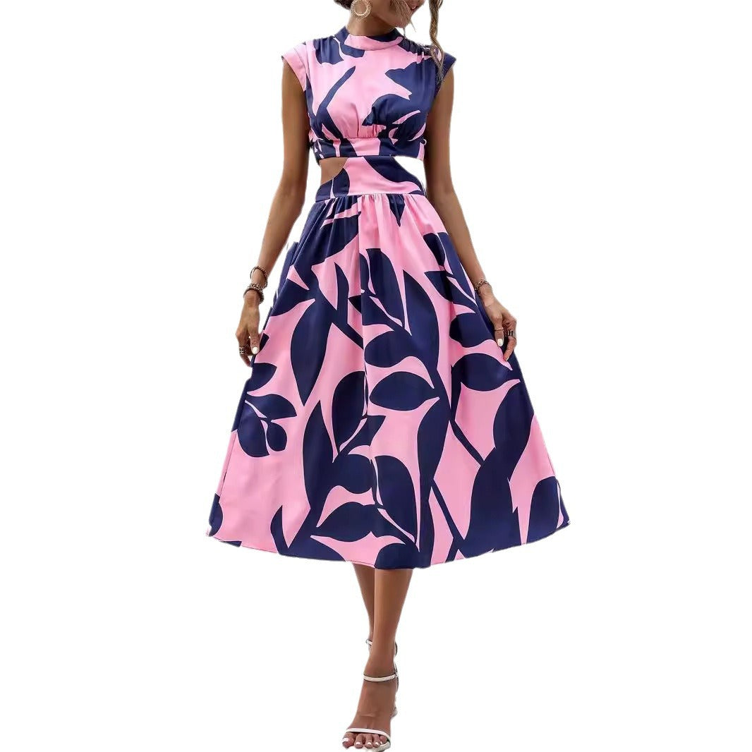 Damen Asymmetrisches Kleid mit Cut-Out-Details und Floralem Design R&B