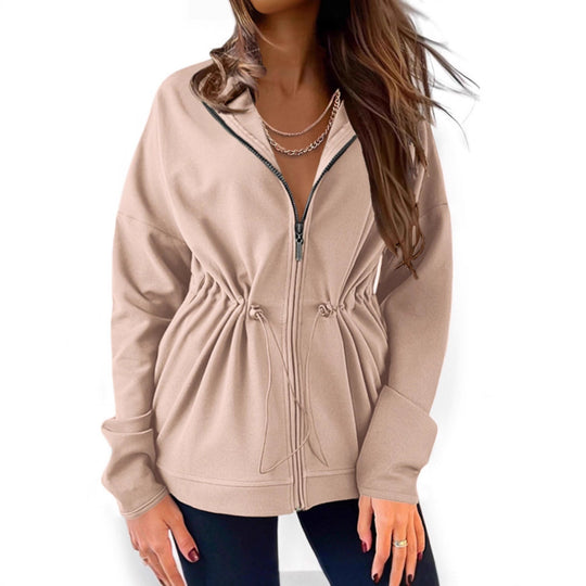 Damen lässige Kapuzenjacke mit regulierbarem Bund R&B
