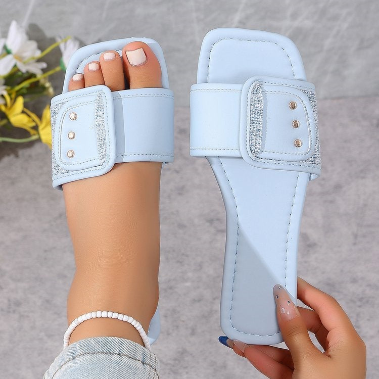 Damen Trendige Mules mit geflochtenem und dekorativem Riemen R&B