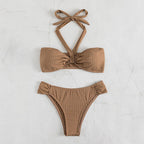 Damen Bikini-Set mit elegantem Halterneck und modischem Rüschendesign R&B