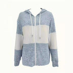 Damen lässige Strickjacke mit Reißverschluss und Zip-Hood R&B