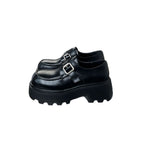 Damen Chunky Mokassins aus hochwertigem Leder mit modischer Schnallenverzierung R&B