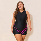 Damen Sportlicher Badeanzug mit Hochkragen und Reißverschluss R&B