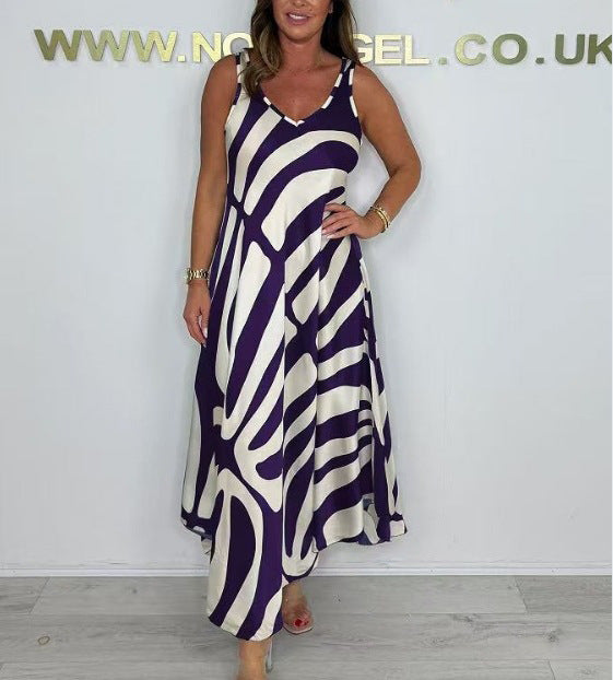 Damen Maxikleid mit modernem Muster und elegantem Schnitt R&B