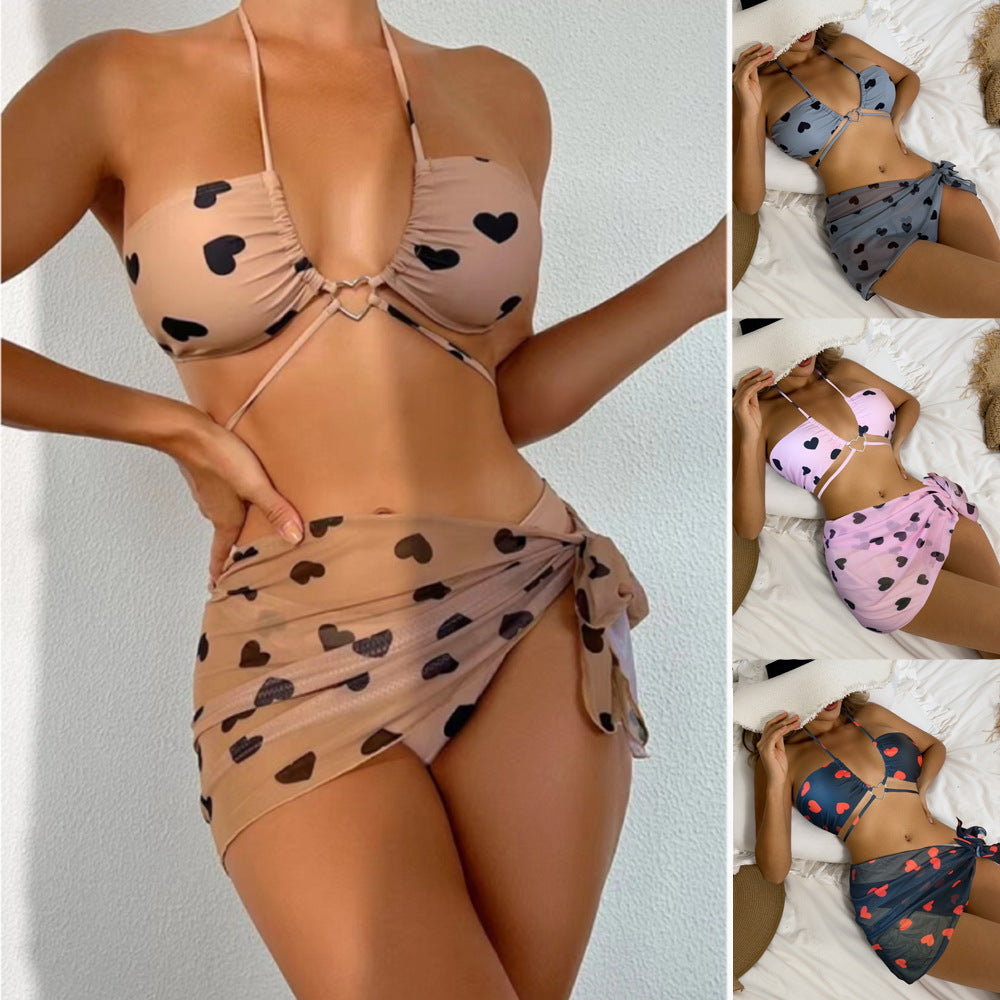 Damen Bandeau Bikini-Set mit verspieltem Herzdesign R&B