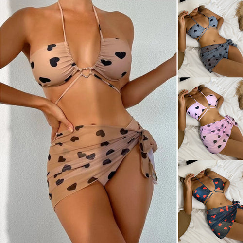 Damen Bandeau Bikini-Set mit verspieltem Herzdesign R&B