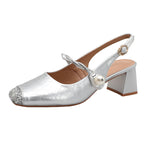 Damen Slingback Pumps mit funkelndem Strass und eleganter Schnalle