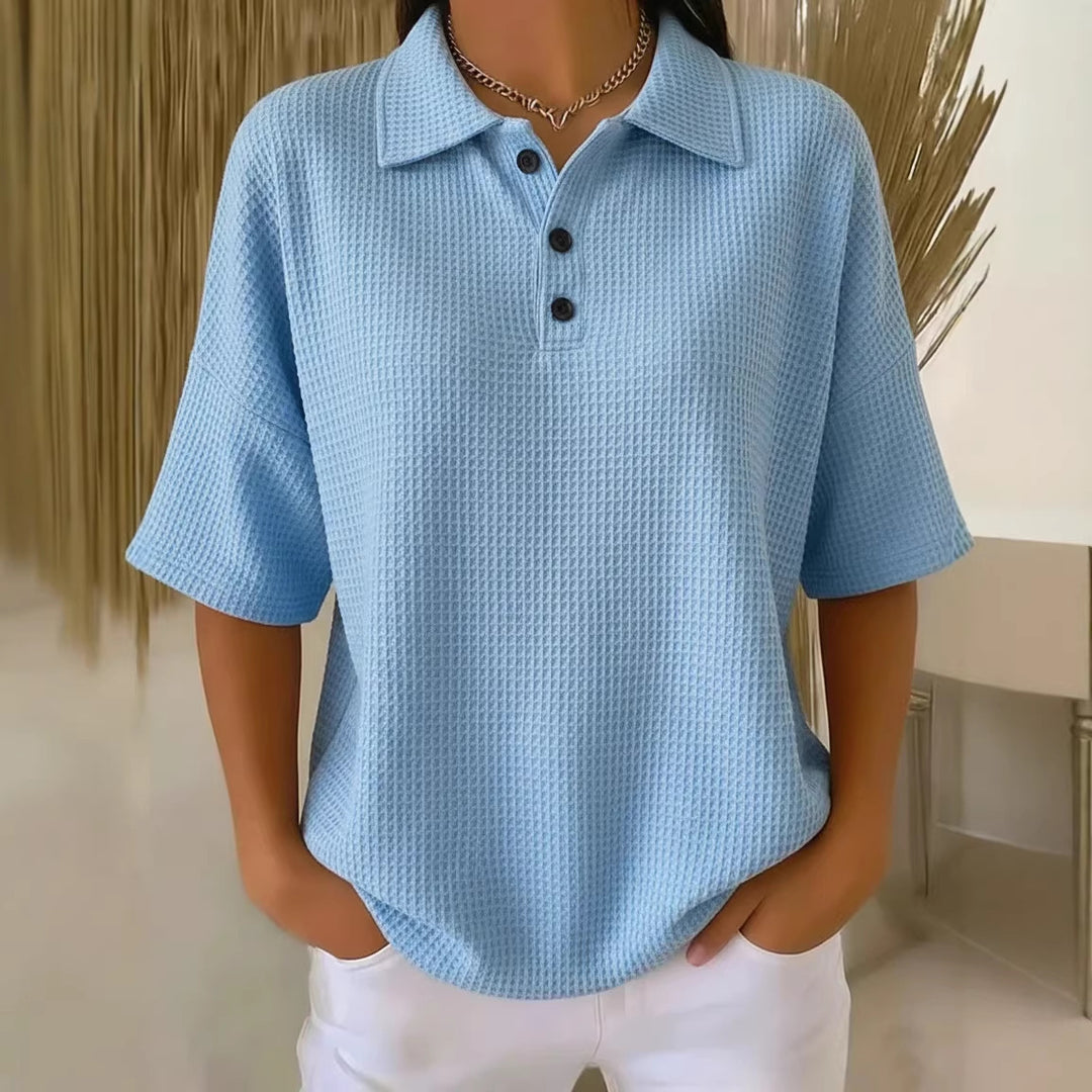 Damen sportliches Poloshirt aus Waffelpiqué R&B