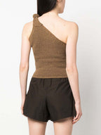 Damen asymmetrisches Strickoberteil mit dekorativem Knoten R&B
