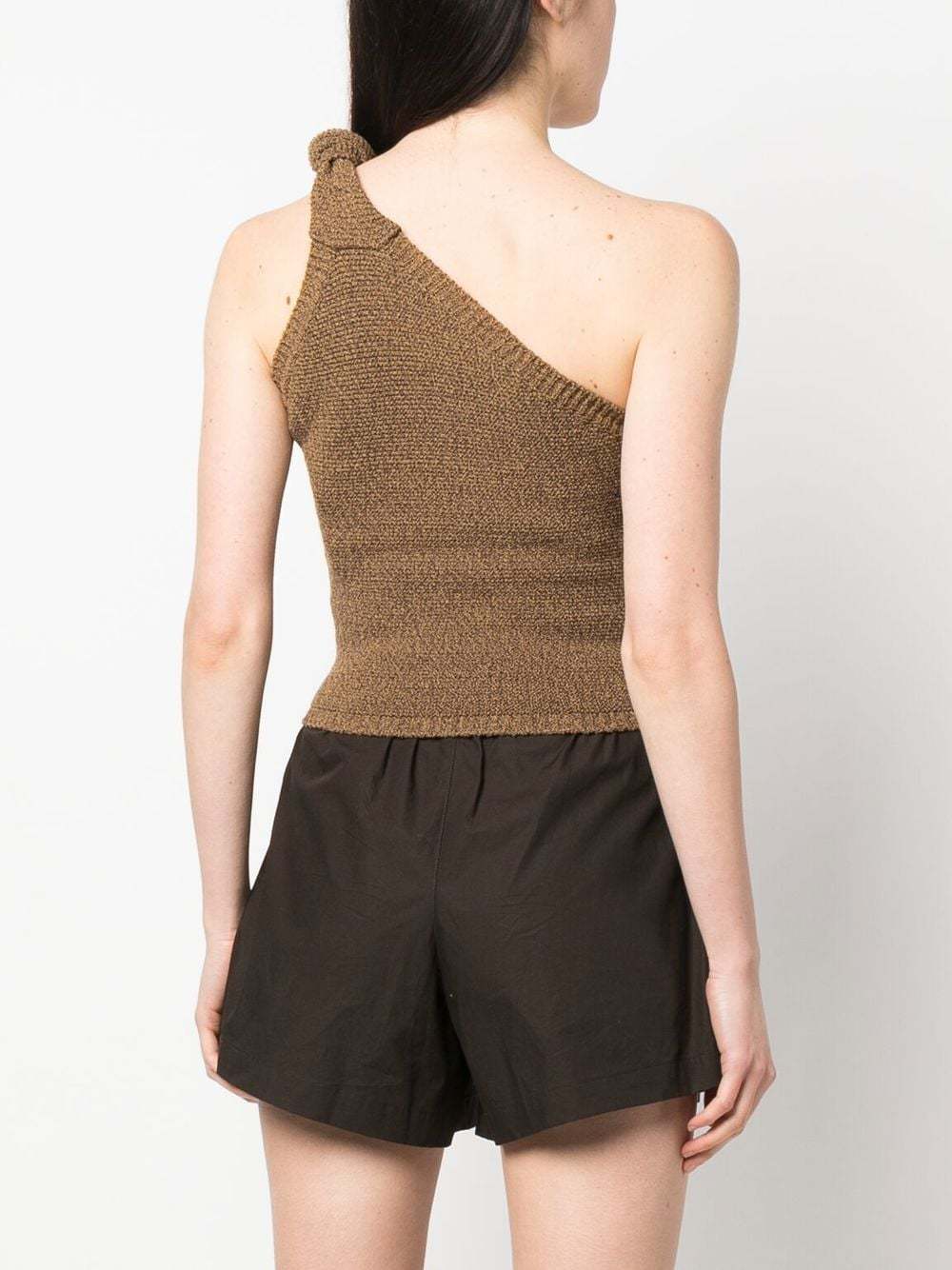 Damen asymmetrisches Strickoberteil mit dekorativem Knoten R&B