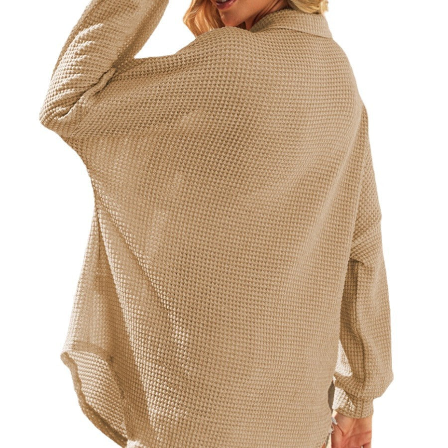 Damen Lässige Oversize-Hemdjacke mit Knopfleiste und Brusttasche R&B