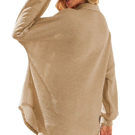 Damen Lässige Oversize-Hemdjacke mit Knopfleiste und Brusttasche R&B