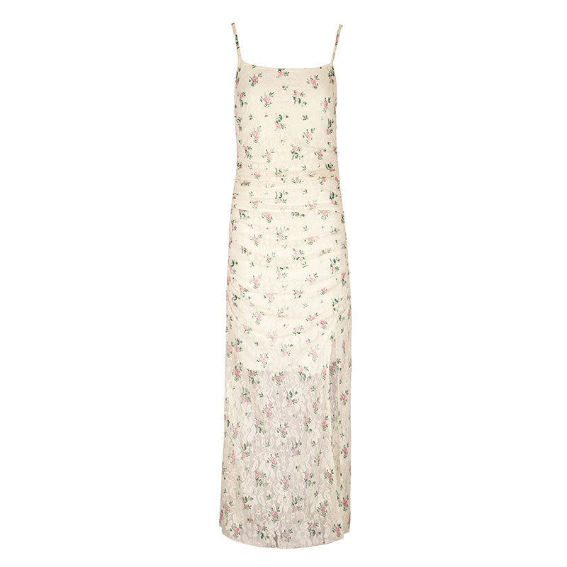 Damen Maxikleid mit raffiniertem Spitzenbesatz und floralem Design R&B