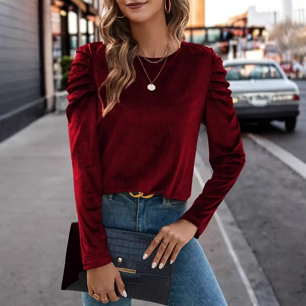 Damen Elegantes Langarmshirt mit Raffungen R&B