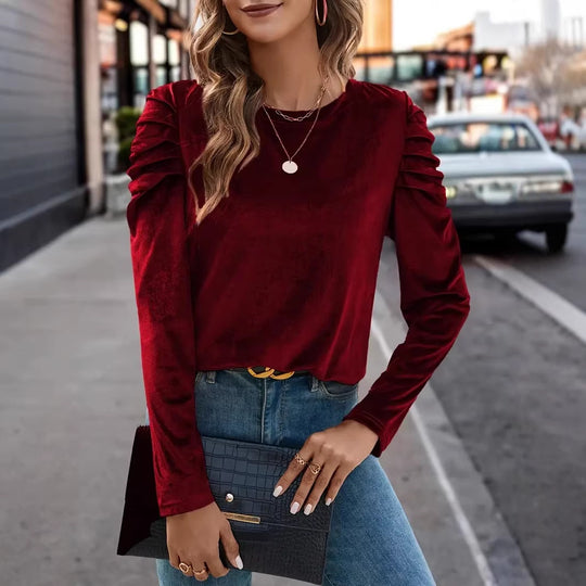 Damen Elegantes Langarmshirt mit Raffungen R&B