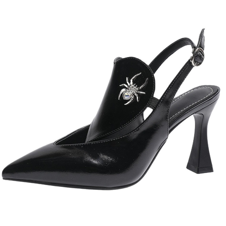 Damen Slingback High-Heels mit elegantem Spinnen-Design und modischem Applikations-Detail R&B