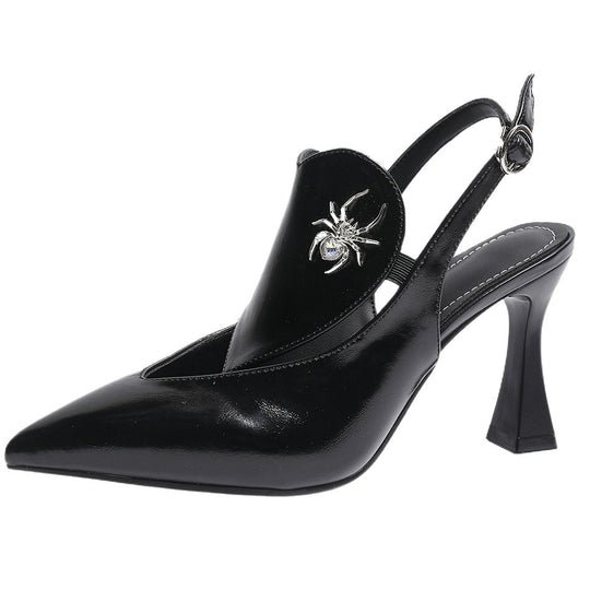 Damen Slingback High-Heels mit elegantem Spinnen-Design und modischem Applikations-Detail R&B