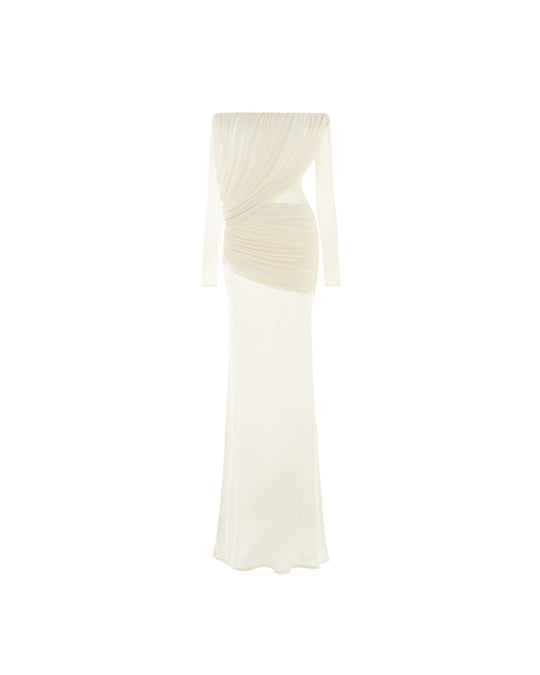 Damen elegantes Kleid mit asymmetrischer Drapierung R&B