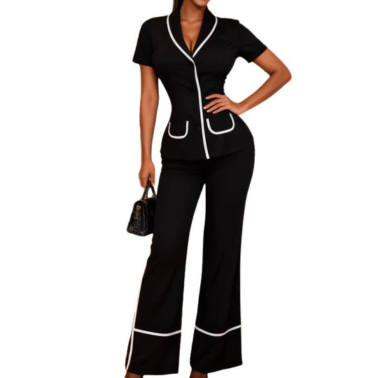 Damen Elegantes Blazer-Set mit kontrastierenden Akzenten R&B