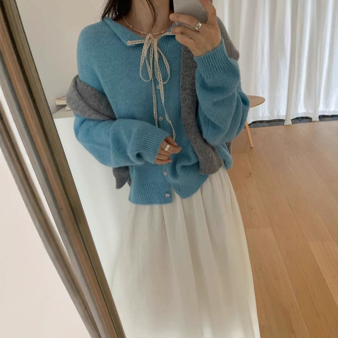 Damen Verspielte Strickjacke mit Schleifenverzierung R&B