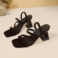 Damen Slingback Sandalen mit geometrischem Blockabsatz und verstellbaren Riemen