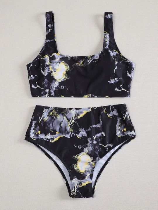 Damen Asymmetrisches Bikini-Set mit geknotetem Oberteil R&B