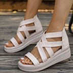 Damen modische Keilsandalen mit atmungsaktivem Riemendesign und komfortablem Fußbett R&B