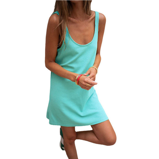 Damen Sommerliches Freizeitkleid mit tiefem Ausschnitt und leichtem Stoff R&B