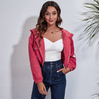 Damen lässige Kapuzenjacke mit großzügigen Taschen und Reißverschluss R&B