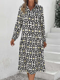 Damen Hemdblusenkleid mit modernem geometrischen Muster