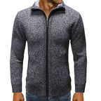 Herren Strickjacke mit Stehkragen und praktischen Taschen R&B
