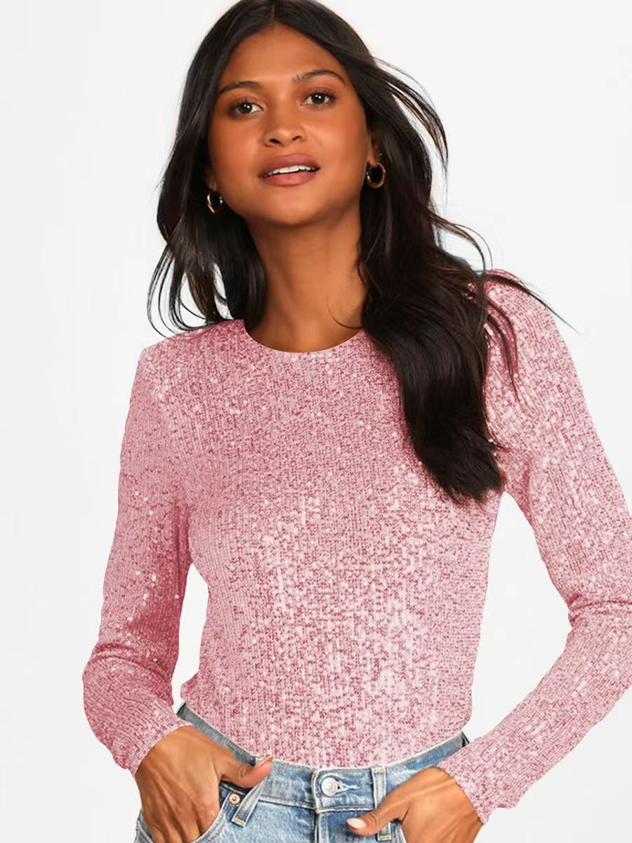 Damen Funktionsreicher Pailletten-Bodysuit mit langem Arm R&B