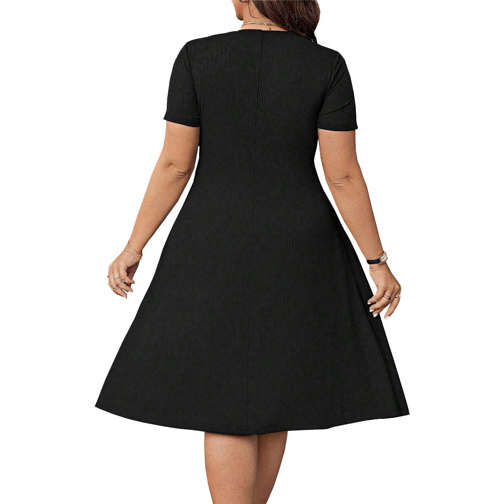 Damen elegant geschnittenes A-Linien Kleid mit geschmackvollem Quadrat-Ausschnitt und voluminösen Ärmeln R&B
