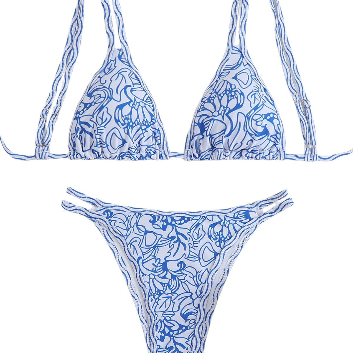 Damen Triangel-Bikini-Set mit lR&Bhaftem Strandmotiv R&B