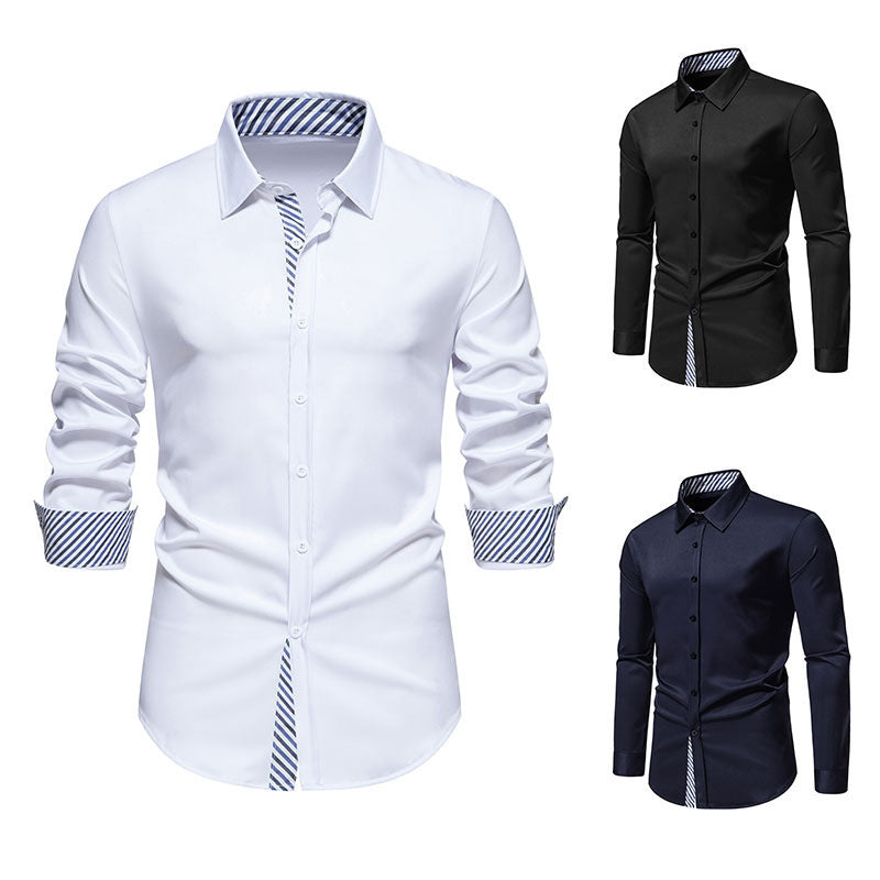Herren Langarmhemd mit modernem Kontrastdesign R&B