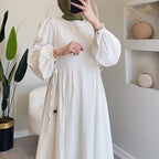 Damen Maxikleid mit strukturiertem Design und Puffärmeln R&B