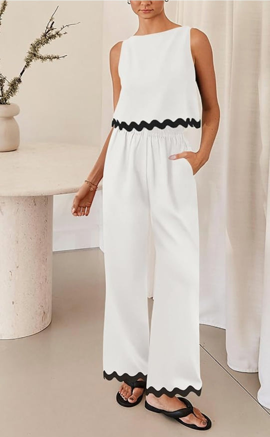 Damen elegantes Lounge-Set mit weitem Schnitt und dekorativen Wellenabschlüssen R&B