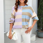 R&B | Farbiger Gestreifter Strickpullover Mit Stil