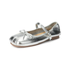 Damen Ballerinas mit modischem Schleifenakzent und elegantem Metallic-Finish