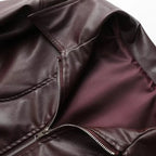 Damen modische Kunstlederjacke mit elegantem Revers und praktischen Taschen R&B