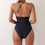 Damen Einteiler Badeanzug mit transparenten Einsätzen R&B